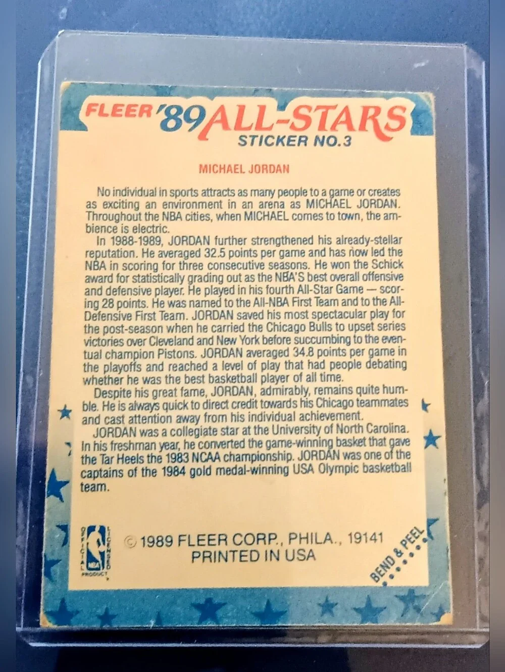 Michael Jordan 1989-90 Fleer - All-Stars Sticker #3